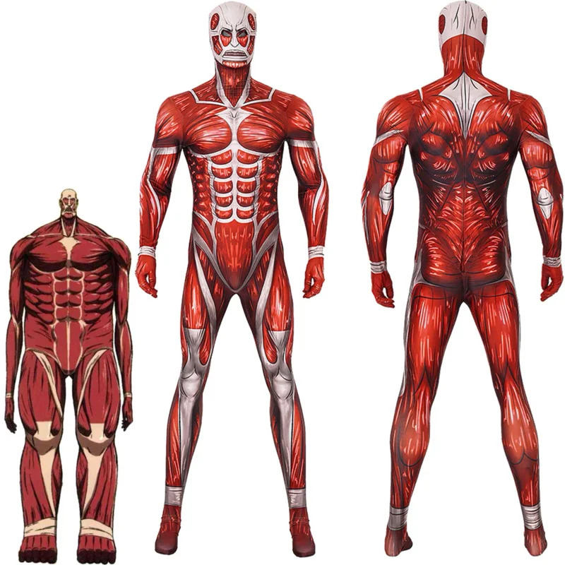 Attack Titan Cloak - ชุดคอสเพลย์ไททันยักษ์ใหญ่จากอนิเมะ Attack on Titan ชุดจั๊มสูทแฟนตาซีสำหรับผู้ชาย พร้อมหน้ากาก