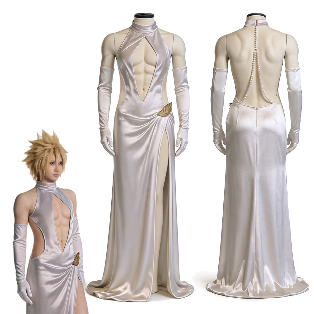 Anime Cosplay Outfits Female - คอสเพลย์คลาวด์ สไตรฟ์ จากเกม FF7 ชุดแฟนตาซีสีขาว อนิเมะ