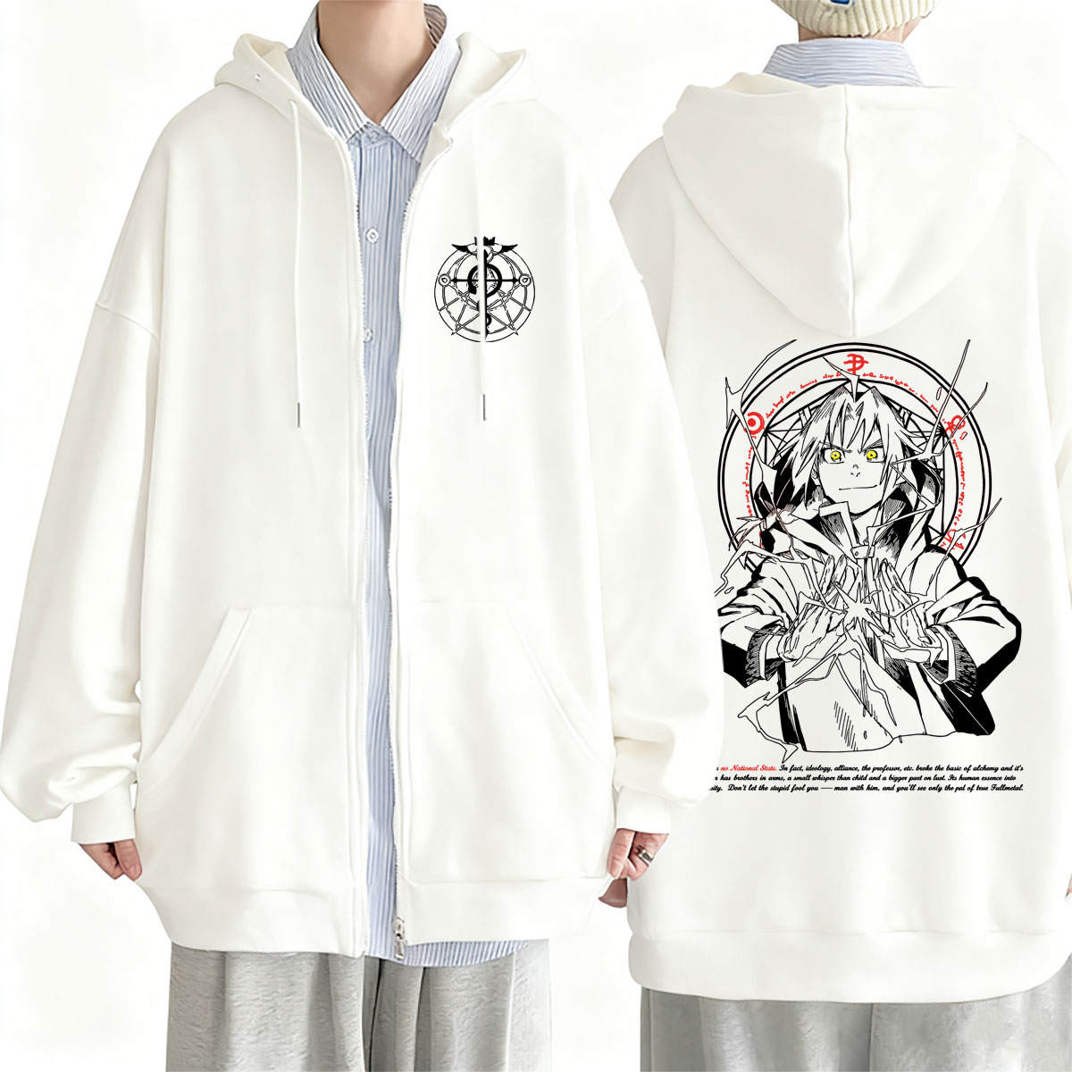 Fullmetal Alchemist Coat - เสื้อฮู้ดซิป Fullmetal Alchemist ลายการ์ตูน Edward Elric