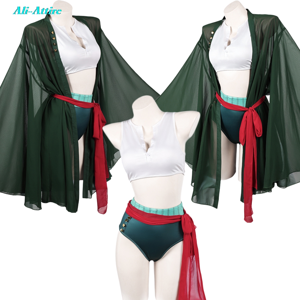 Cosplay Anime Zoro - อะนิเมะโจรสลัดโรโรโนอาคอสเพลย์ซoro เสื้อคลุม กางเกง เสื้อผ้าผู้หญิงปาร์ตี้ปลอมตัวชุดสวมบทบาทชุดเครื่องแต่งกายฮาโลวีนคาร์นิวัล