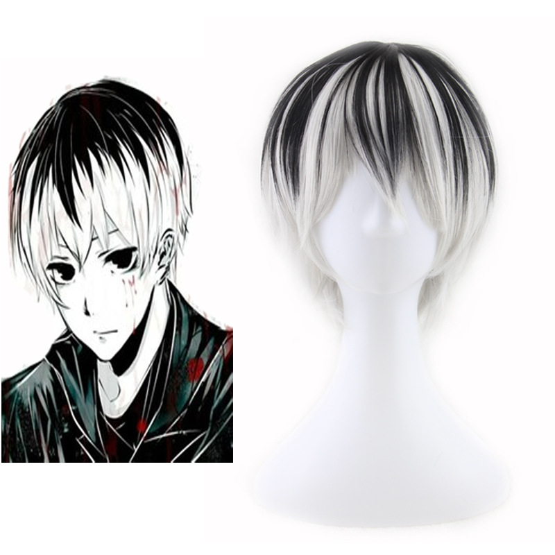 Anime Cosplay Tokyo Ghoul - โตเกียวกูล ไฮเซะ ซัสากิคอสเพลย์วิกผม 28 ซม.ผมสังเคราะห์สั้นเปรูกัสปาร์ตี้คอสเพลย์วิกผม+หมวกวิกผม