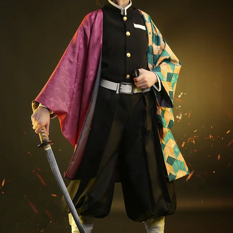 Demon Slayer Haori - Anime Demon Slayer Tomioka Giyuuคอสเพลย์เครื่องแต่งกายKimetsuไม่มีYaibaกิโมโนเสื้อคลุมManเสื้อซับกางเกงวิกผมฮาโลวีนเครื่องแต่งกาย