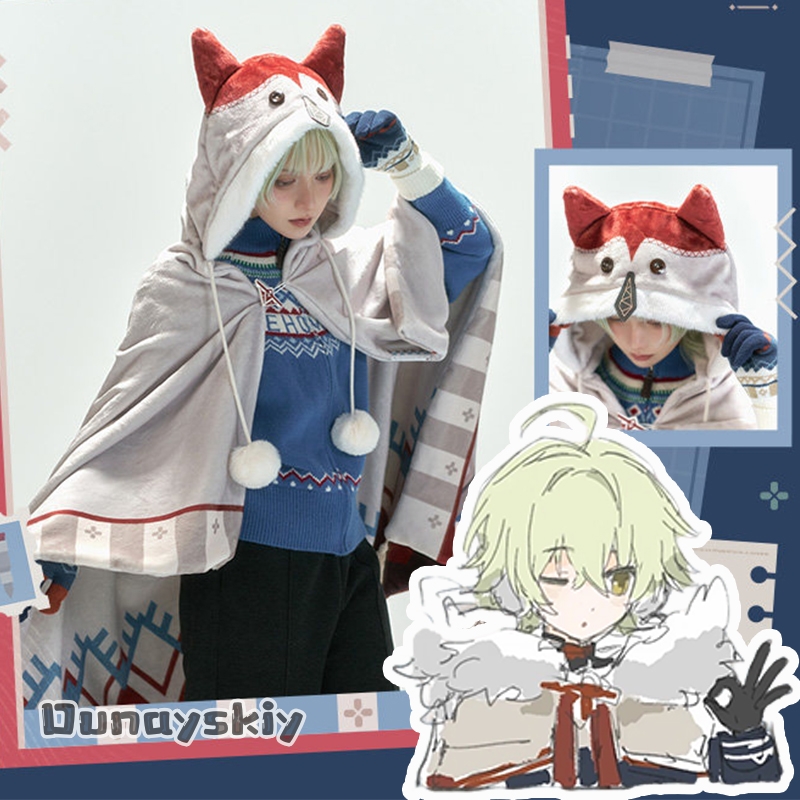 Anime Cosplay Dress For Men - ชุดคอสเพลย์เกมอนิเมะ: Genshin Impact ชุดเสื้อคลุมและถุงมือของอเลียวชา ชุดนักล่าสัตว์สโนว์นอยา สำหรับผู้หญิงและผู้ชายในวันฮาโลวีน
