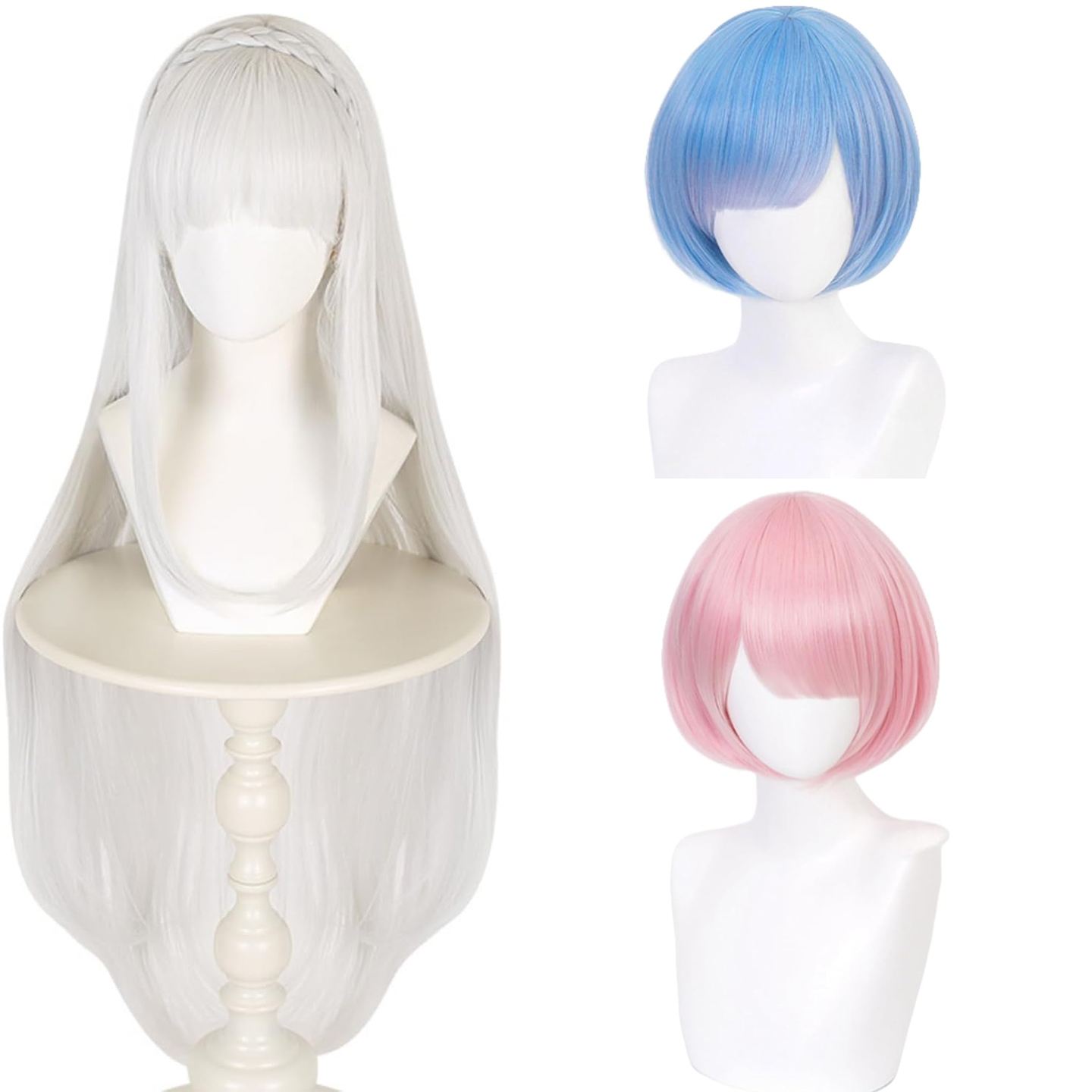 Anime Cosplay Rem - อะนิเมะ Re: ชีวิตในโลกอื่นจากศูนย์ วิกผมคอสเพลย์เอมิเลีย เรม ราม