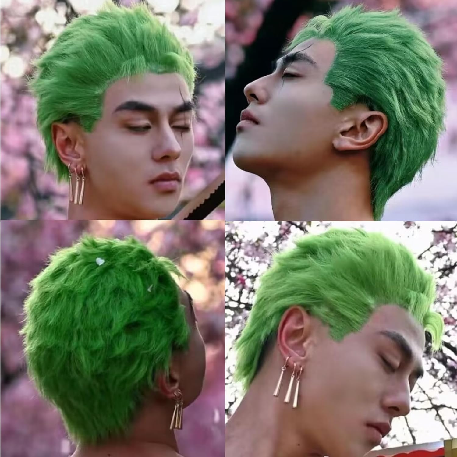 สั้นวิกผมสีเขียวสําหรับชายแสงห - Cosplay Anime Zoro บทวิจารณ์และราคา